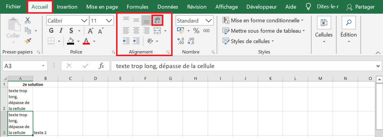 image Excel de renvoi automatique à ligne