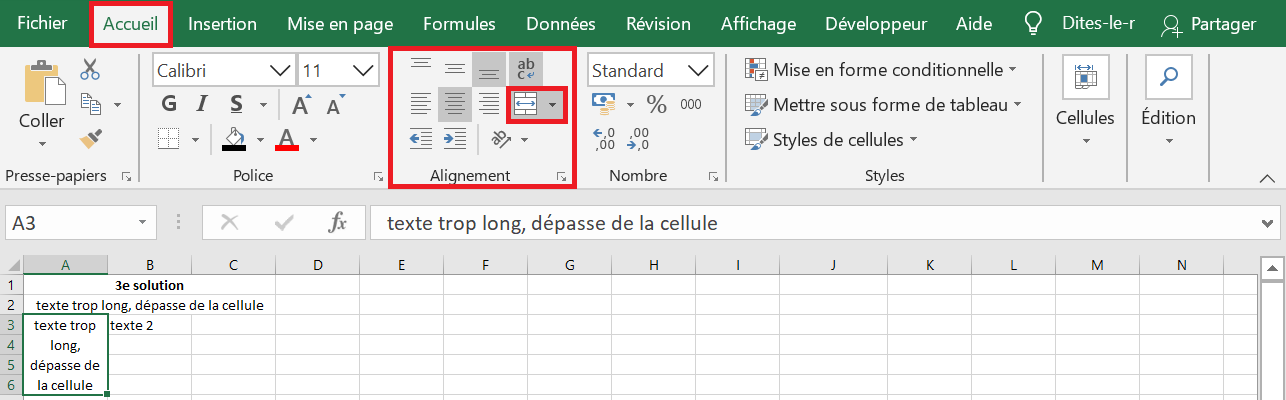 image Excel de fusion de cellules