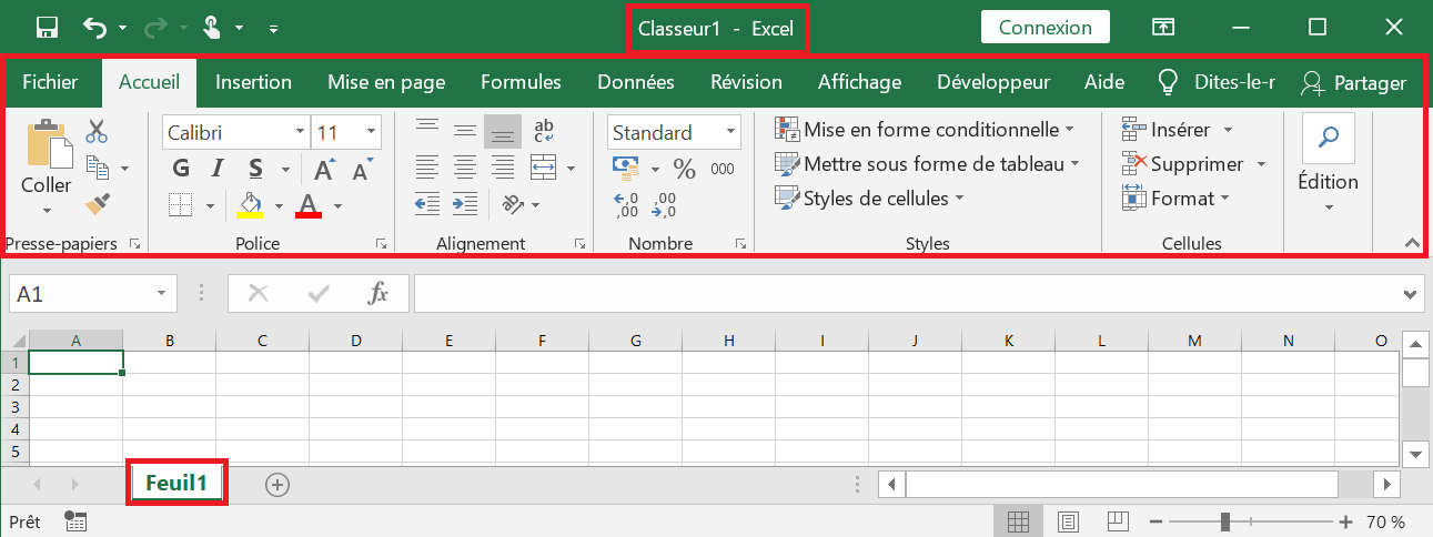 image du classeur, onglet et ruban surlignés