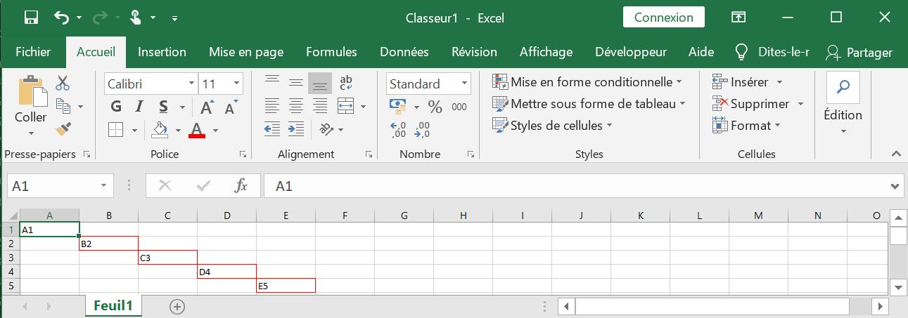 image Excel des cellules nommées surlignés