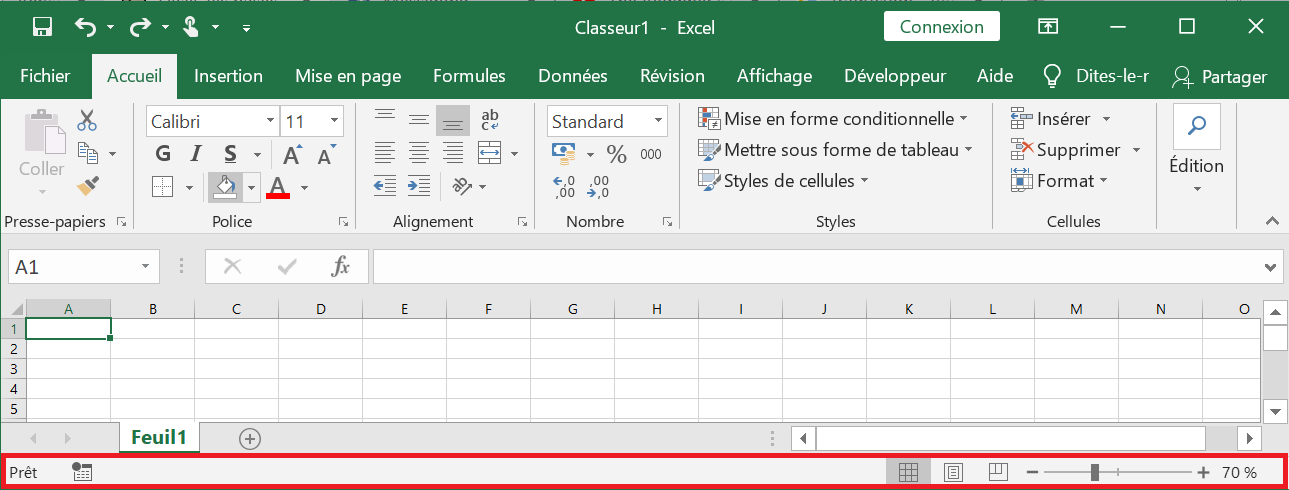 image Excel de la barre des status surlignée