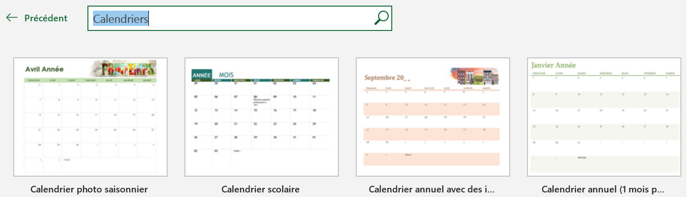 Résultats de la recherches 'Calendriers'