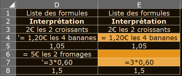 image Excel des formules mises en forme