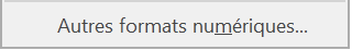 image Excel de l'option autres formats numériques