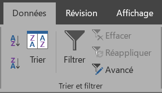 image Excel du menu filtre avancé