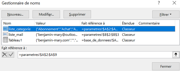 image Excel montrant le gestionnaire de noms